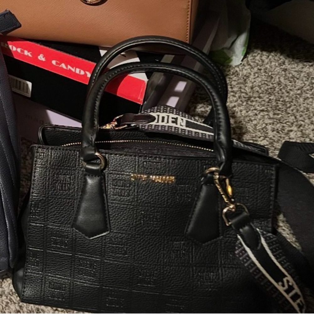 Steve Madden Black Textured Satchel